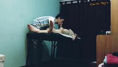 The massage leads to a blowjob with a happy ending.