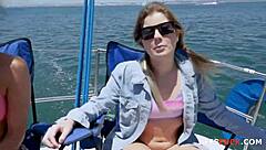 Amateur babes have outdoor sex with a much older man for money