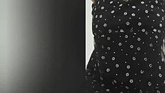 Beautiful woman with large chest wears black and has great sex
