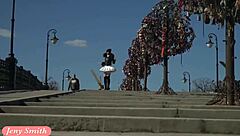 Jeny Smith Spins In Miniskirt Upskirt On Beach