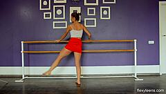 Russian Yanna’s sexy strip tease after gymnastics class