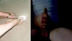 Muscular hunk’s solo performance with foot fetish tease