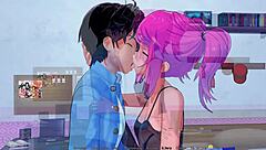 Beautiful big-boobed Asian gets blowjob and rides dick in 3D game