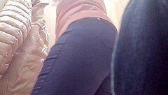 Italian Stepmom Flashes Super Hairy Pussy in Clothing Store Close-Up