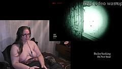 Brunette beauty gets naked for some hot video game action