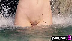 Big boobs blonde milf Lindsey Gayle Evans slowly takes off her lingerie to expose her amazing naked body