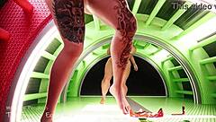 Giantess woman grows in 3d hentai animation model