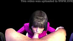 3D Anime Suggests The Family's Older Sister In Clothed Blowjob Action