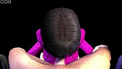 3D Anime Suggests The Family's Older Sister In Clothed Blowjob Action