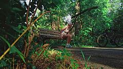 Blonde Amateur With Short Hair Gives Handjob Leading To Orgasm In Forest