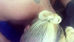 wife gives blowjob and rides husband in pov