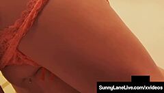 Sunny Lane, a sex hungry cougar, finger fucks her wet pussy