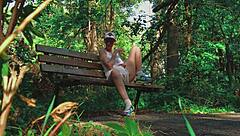 Blonde Amateur With Short Hair Gives Handjob Leading To Orgasm In Forest