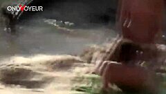 Young couple enjoys passionate outdoor sex on the beach