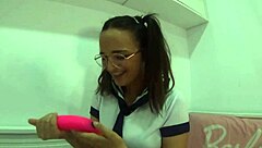 European teen gets wet from fingering and cosplay