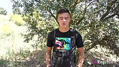 Horny nurse seduces outdoors for wild sex session