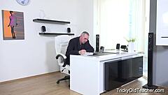 tricky old teacher - horny student seduces her teacher with tight body