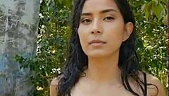 First real life video: Beautiful brunette gets wet and wild