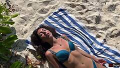 Girl Shocked By Golden Shower On Public Beach, Feeling Crazy Wet