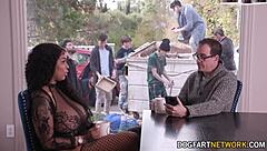 ebony babe paris the muse sucks 10 cocks in hairy blowbang bukkake 😘