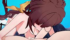 Sushang's big tits bounce as she blows and fucks