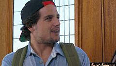 teenage stunner rides cock before oral