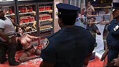 Cheating wives get gangbanged in public gas station