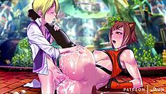 Karl fucks Makoto in Blaz Blue hentai