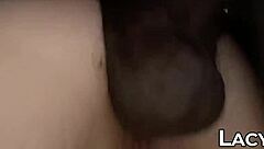 interracial pounding for mature blonde granny with big tits in stockings, riding hard and taking creampie after blowjob