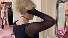 i helped my stepmom get dressed with glasses and fake tits