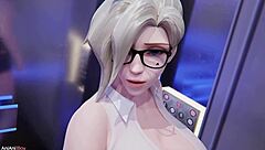 Mercy feels overwhelming pleasure sucking big black cock as a slut in cartoon animation, her emotions building with each thrust