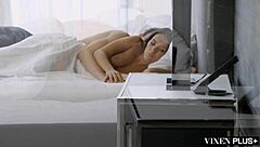 Bad Gf Megan Rain Faces Double Penetration and Facial in Vixenplus.