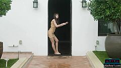 ivy rose subtly undresses in sauna, revealing small natural tits and ass