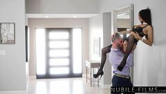 Hot brunette eliza ibarra licks shaved pussy in lingerie