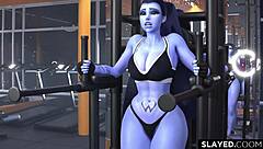 black man pounds widowmaker's pussy hard