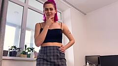 pov blowjob leads to missionary cowgirl doggystyle cum on skirt