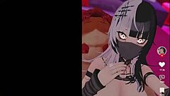 Goth girlfriend rides you hard in cowgirl at night