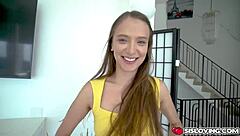 Blue-eyed teen Izzy Lush rides stepbro's cock hard