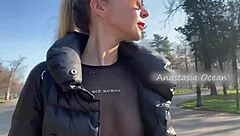 why flash those big boobs in the public park, blonde beauty?