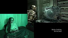 Naked Brunette BBW Plays Deadspace Part 8 with Big Natural Tits