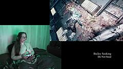 Naked Brunette BBW Plays Deadspace Part 8 with Big Natural Tits