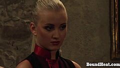 these amazing busty lesbian slaves are servicing their mistress