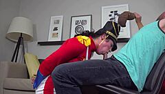 Female Royal Dragoon Gives Cum in Mouth BJ
