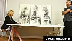 Sara Jay at Work with Her Employees