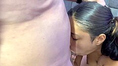 Skinny Latina gets a creampie from a big cock