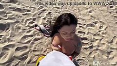 Big tits bouncing while getting fucked on the beach