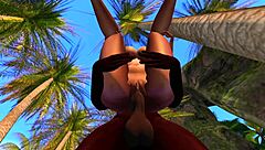 Black man from the spirit world seduces Asian step-sister on the beach