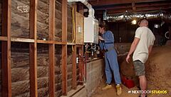 Married handy man explores gay fantasies with muscular bodybuilder