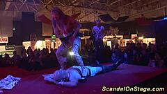 i'm performing a scandalous show on the public stage with flexibility and ripped clothes