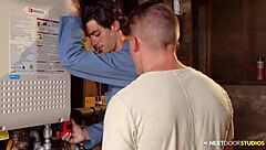 Married handy man explores gay fantasies with muscular bodybuilder